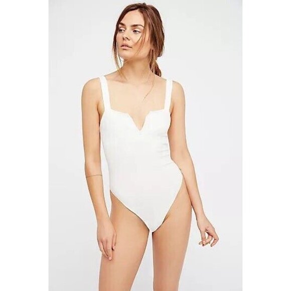 Free People Pippa V-Wire Bodysuit Ivory White Straps Thong Back - Picture 4 of 5